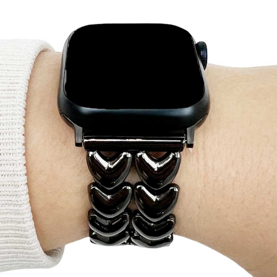 Cinturino a maglie in acciaio a forma di cuore per Apple Watch - nero