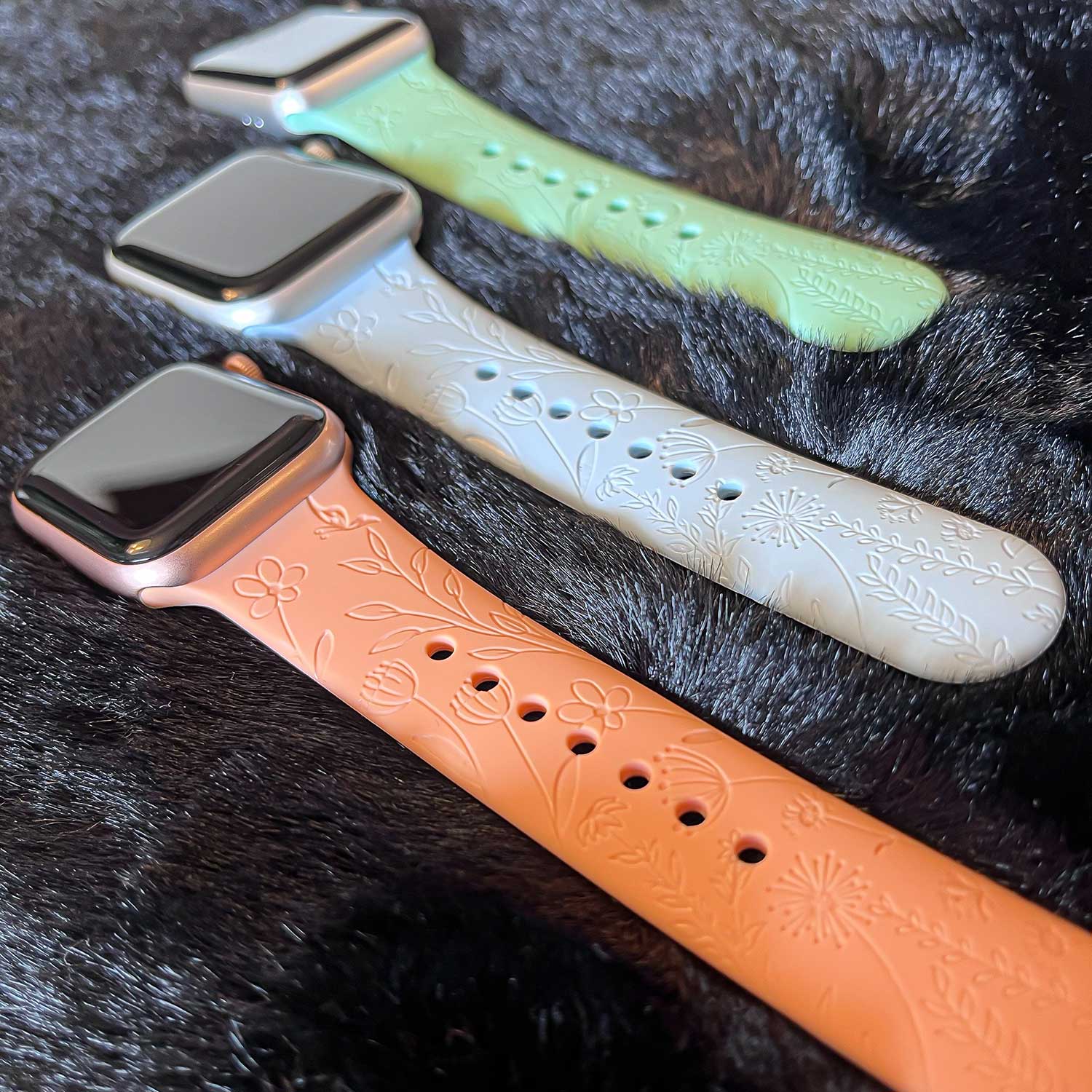 Cinturino sport con stampa per Apple Watch - arancione floreale