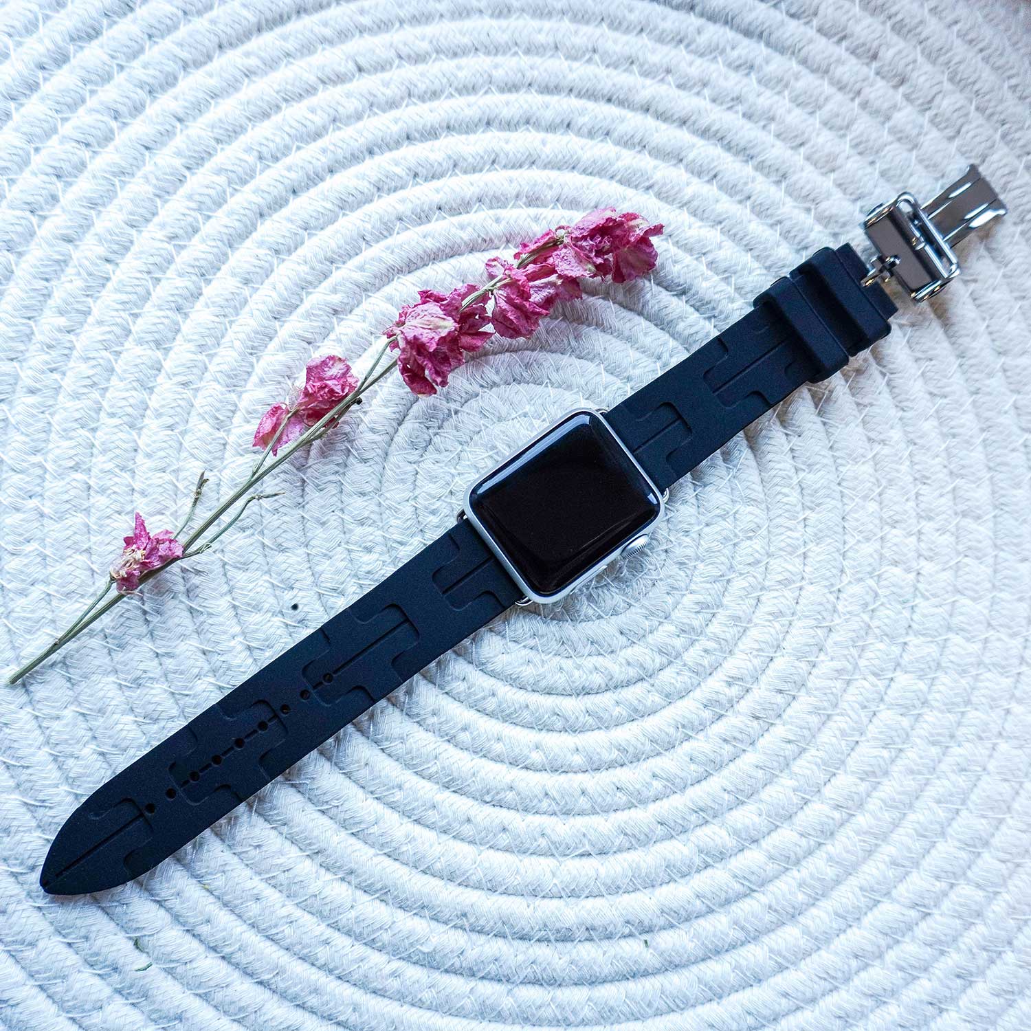 Cinturino sport Hermès simple tour kilim Apple Watch - nero