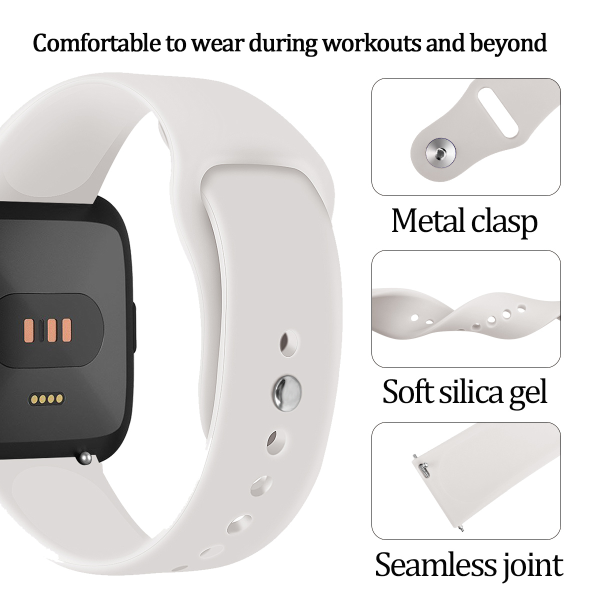 Cinturino sport in silicone per Fitbit Versa - albicocca