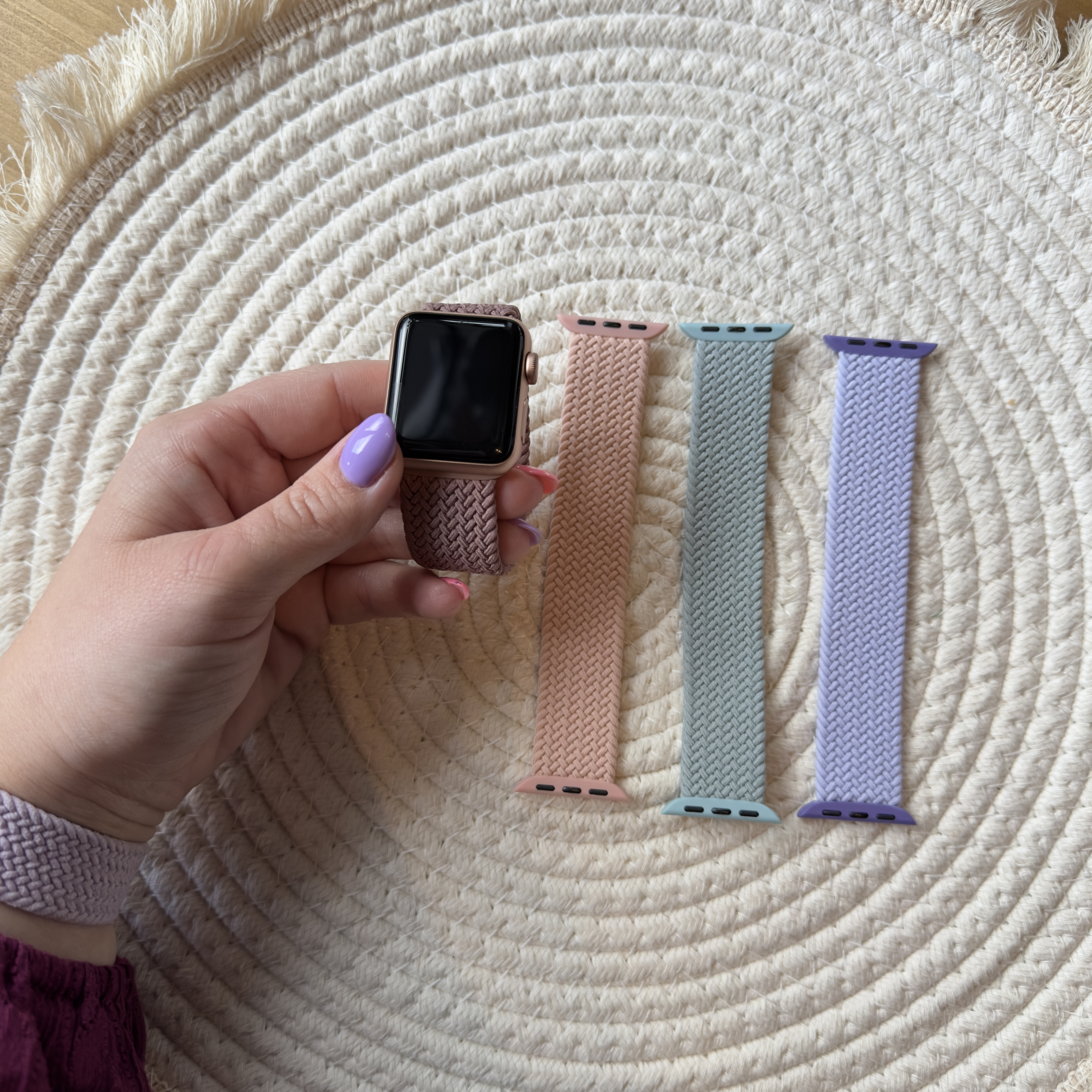 Cinturino Solo intrecciato in nylon per Apple Watch - manca il viola