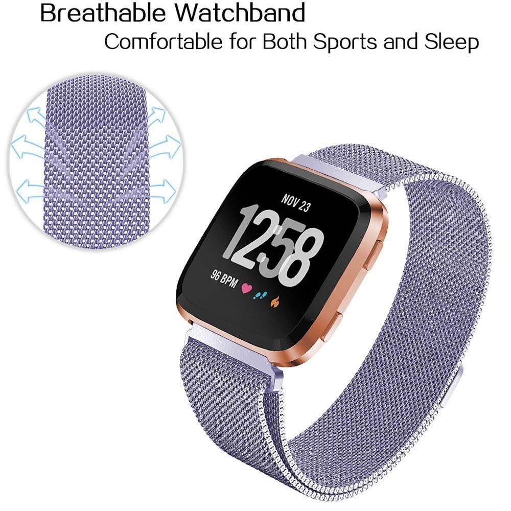 Cinturino loop in maglia milanese per Fitbit Versa - lavanda