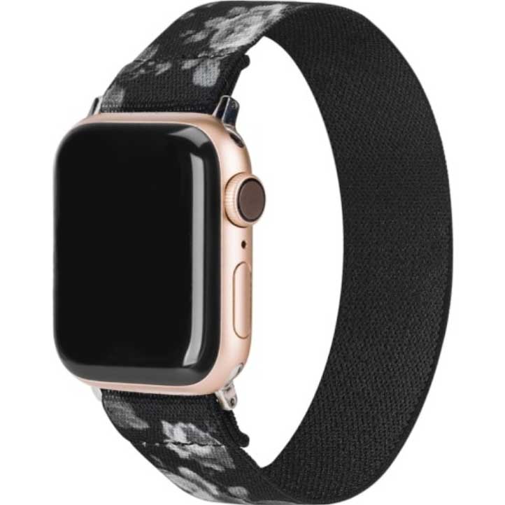 Cinturino in nylon per Apple Watch - fiori neri