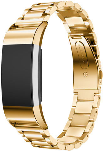 Cinturino a maglie in acciaio con perline per Fitbit Charge 2 - oro