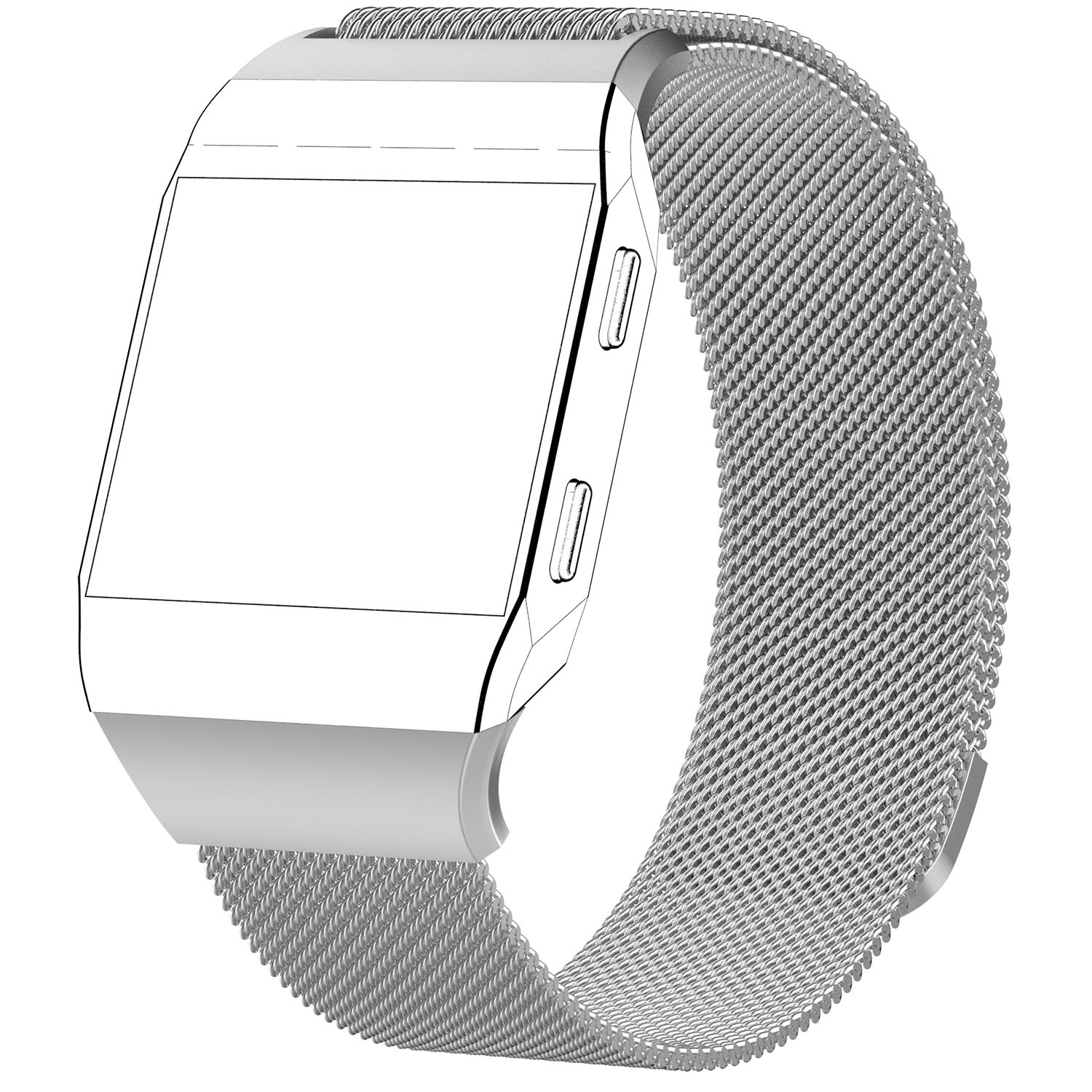 Cinturino loop in maglia milanese per Fitbit Ionic - argento