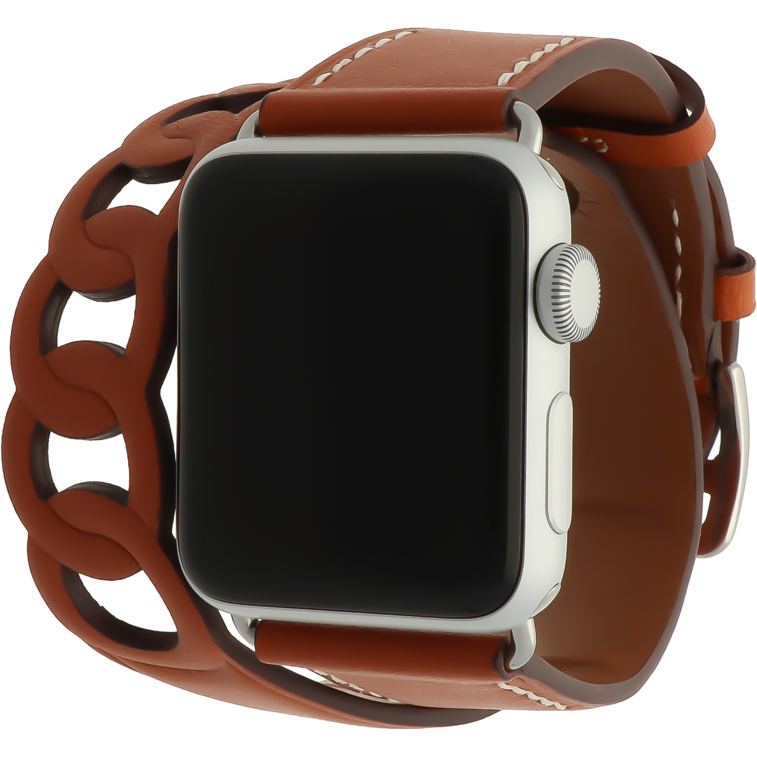 Cinturino in pelle con doppia fibbia per Apple Watch - marrone